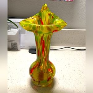 Norleans Glass Bud Vase Jack In The Pulpit Hand Blown Swirl Art Glass